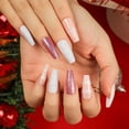 thumbnail image 4 of Niusricy 24Pcs Christmas Fake Nails Long Square Nails Full Cover Glue On Nails with Snowflake Heart Glitter Design, 4 of 7