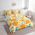 thumbnail image 2 of jejeloiu Boho Floral 7-Piece Twin Bedding For Girls,Earthy Pattern Bedding Comforter Set,Orange Cream,Light Gray Reversible, 2 of 7
