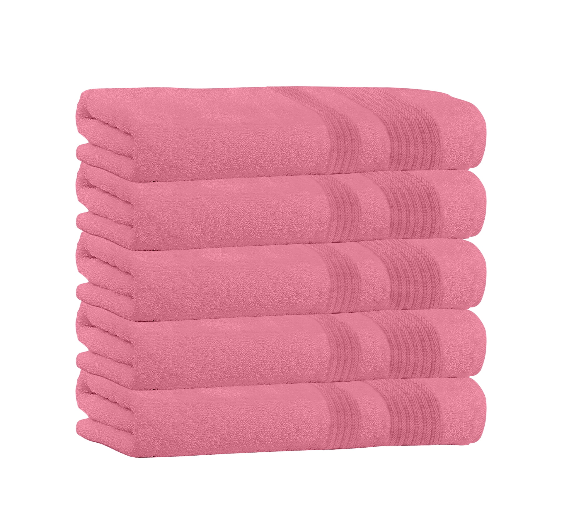100 Cotton 5Pack Bath Towel Sets Extra Plush & Absorbent Oversized Pink Bath Towels 54" x