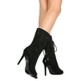 thumbnail image 3 of Alrisco FH06 Women Faux Suede Mid-Calf Peep Toe Perforated Drawstring Stiletto Boot, 3 of 3