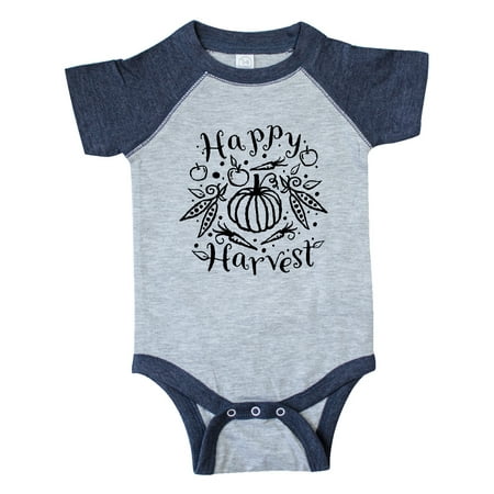 

Inktastic Happy Harvest with Pumpkin and Vegetables in Black Gift Baby Boy or Baby Girl Bodysuit