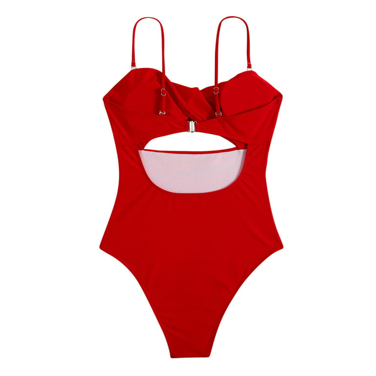 Tummy Control Swimsuit Women 2023 Cross Plunge One-Piece Thong Swimsuit  High Waist Bathing Suit 