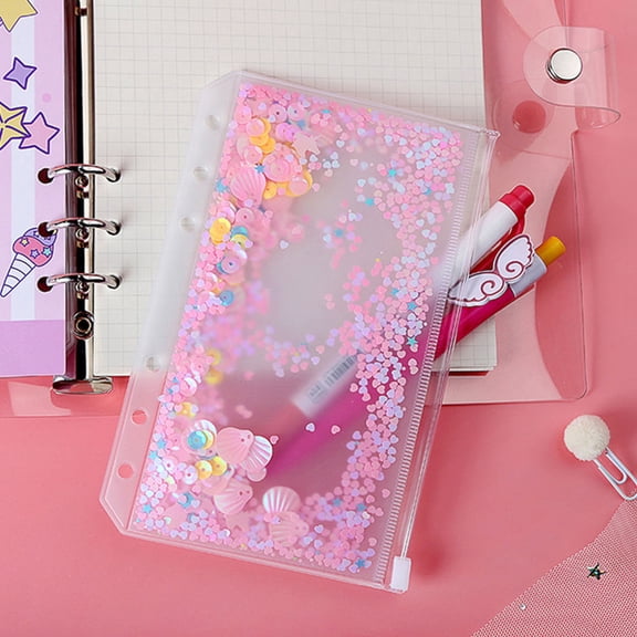 RENACLIPY A6 Zipper Binder Pouches PVC Storage Organizer 1 Set for School Office Supplies