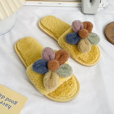 

BRISEZZS Womens Slide Sandals- Open Toe Floral New Style Casual Summer Flat Slide Sandals #90 Yellow-37