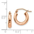 thumbnail image 3 of Real 14kt Rose Gold Polished Lightweight Small Diamond-cut Tube Hoop Earrings; for Adults and Teens; for Women and Men, 3 of 3