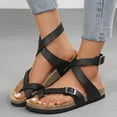 thumbnail image 3 of IUJSOY Womens Slide Sandals Cork Footbed Clip Toe Cross Ankle Strap Adjustable Buckle Flat Sandals, 3 of 8