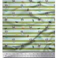 thumbnail image 1 of Soimoi Green Rayon Crepe Fabric Coffee Cup & Stripe Print Fabric by the Yard 46 Inch Wide, 1 of 3