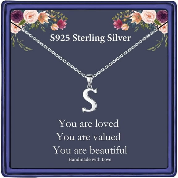 S925 Sterling Silver Initial Necklaces for Women, Dainty Sterling Silver Initial Necklace Women Birthday Christmas Gifts Personalized Initial Necklaces for Women Jewelry