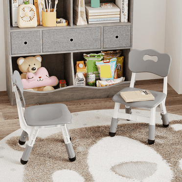 Adjustable Kids Chair 2 Pack, 3 Level Height Adjustable Anti-Slip Plastic Toddler Chair for Boys Girls Children Age 2-8, Suitable for Indoor or Outdoor Home School Daycare Nursery Use