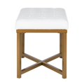 thumbnail image 4 of Rectangle Ottoman with White Velvet Tufted Cushion and Gold Metal X Base: Upholstered Footstool, Padded Vanity Seat, 4 of 8