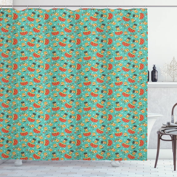 Ambesonne Woodland Shower Curtain, Fox and Hen Bicycle, 69"Wx70"L, Multicolor