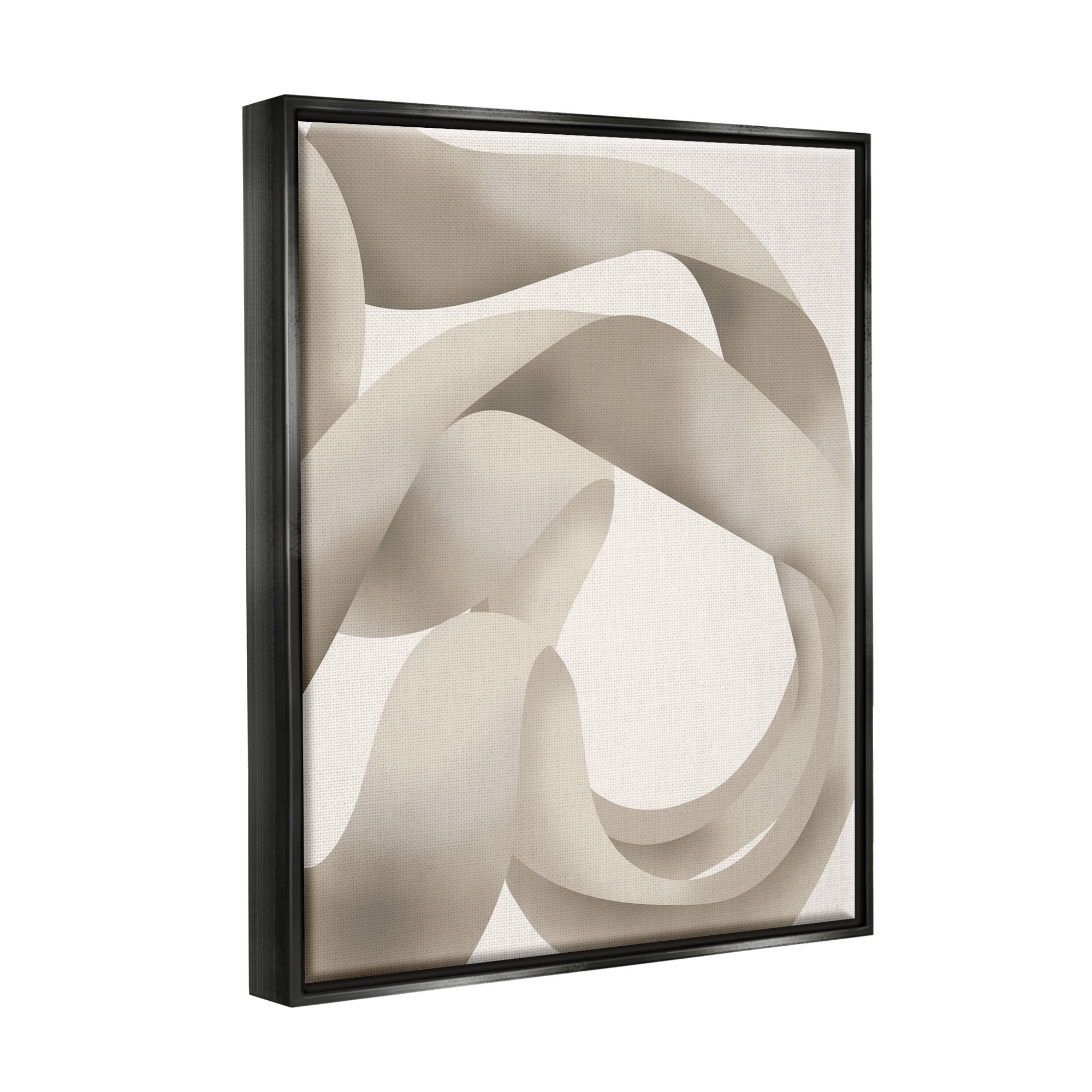 Stupell Industries Contemporary White Swirling Shape Abstract Painting Black Floater Framed Art Print Wall Art