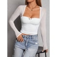 thumbnail image 7 of Michellecmm Women Fitted Crop Tops Cutout Mesh Long Sleeve Shirt Casual Pullover for Club Streetwear Aesthetic Grunge Clothes, 7 of 7