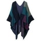 thumbnail image 5 of - Cárdigan con Capa de Poncho de Color a Cuadros para Mujer - Púrpura, Única Macarena Capa delantera abierta para poncho, 5 of 8