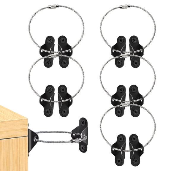 Furniture Anchors 5-Pack Metal Anti-Tip Wire Straps for Baby Safety Wall Kit