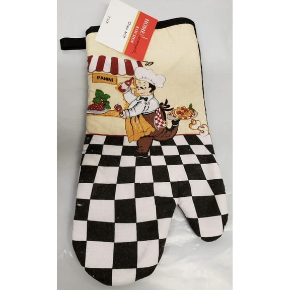 Printed Kitchen Jumbo Oven Mitt (13")Running Fat Chef,Panini,W/Black Back,Nidico
