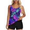 thumbnail image 2 of qelini Tankini Sets Womens Paddad Bra Crew Neck Swimsuit Pockets Hawaiian Print Swimwear for Summmer Vocation, 2 of 6