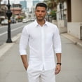 thumbnail image 7 of Men's Dress Shirts White Long Sleeve Formal Shirt Business Solid Casual Button Down Shirts 2XL, 7 of 7