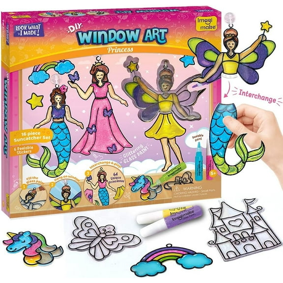 Window Art Princess & Unicorn | Suncatcher Kit | Unicorn Toys for Girls Age 5-8 | Craft Kits for Ages 8-12 | Gifts for 5 Year Old Girls | Princess Toys