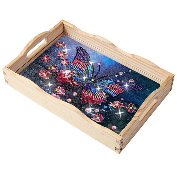 Kit Bandeja Comida Con Pintura Diamantes Mariposa Asas para Del
