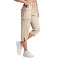 thumbnail image 2 of Women's Capri Pants with Pockets Lightweight Quick Dry Water Resistant Hiking Travel Summer Pants for Outdoor Khaki M, 2 of 6