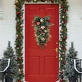 thumbnail image 2 of Christmas Teardrop Swag for Front Door, Floral Teardrop Swags with Bow Ball Ornaments Pine Needles Berries, Artificial Christmas Swags Wreath for Stair Window Wall Mantel, 11.81X15.75inch, 2 of 6