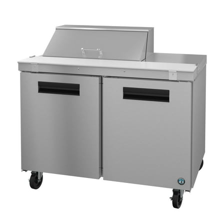 Hoshizaki SR48B-8 Refrigerator, Two Section Sandwich Prep Table, Stainless Doors