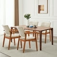 thumbnail image 2 of Tan Mid-Century PU Leather Upholstered Arm Chair, Dining chair, Set of 2, 2 of 8