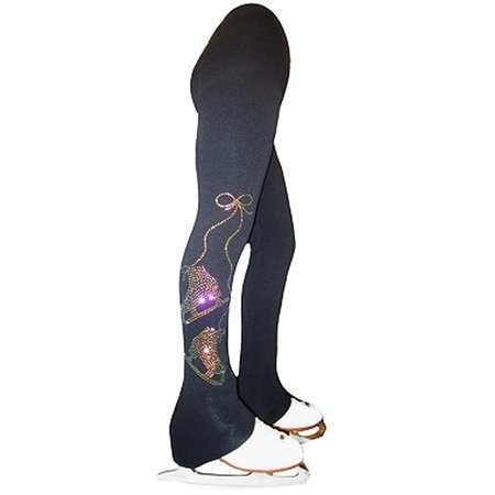 Ice Fire Skate Wear Black Black Orange Crystal Skates Pants Girl 4-20