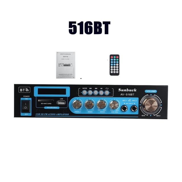 1200W Bluetooth Amplifier 2CH HIFI Stereo Power AMP USB FM Radio Car Home Theater With Remote Control ,Efficient Heatsink