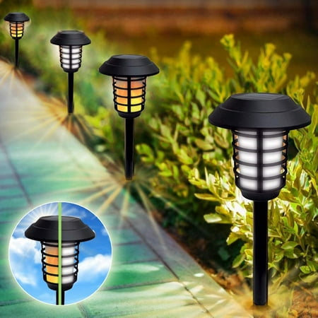 Bell+Howell Smart Solar Pathway Lights, XL Bright White & Flickering Flame Outdoor Lighting, 4 Pack