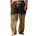 thumbnail image 2 of Pantalones largos para hombre, cintura elástica, transpirables, cómodos, suaves, informales, de playa, de poliéster., 2 of 5