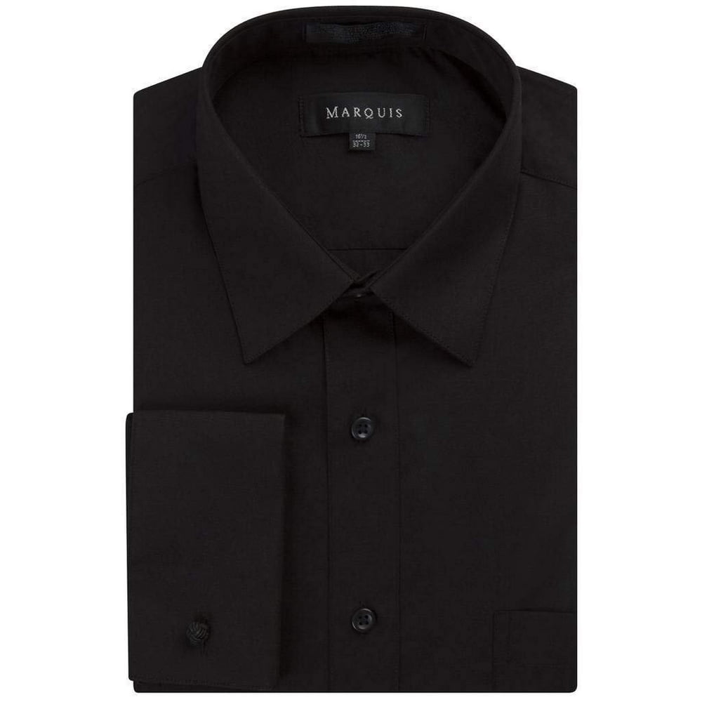 Marquis - Marquis Men's 009F Regular Fit French Cuff Solid Dress Shirt ...