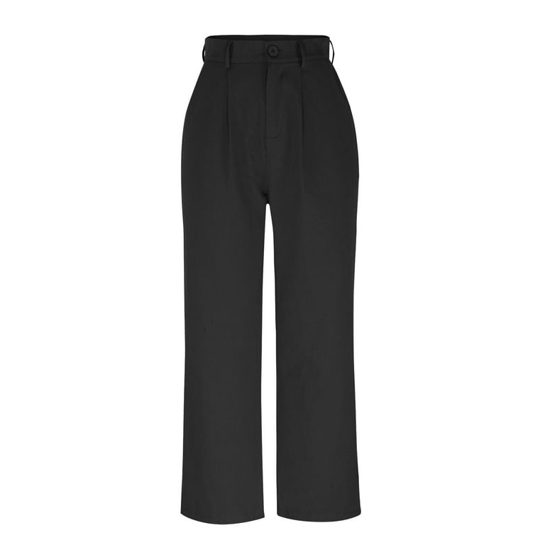 Guzom Capri Pants for Women- Baggy Casual With Pockets Wide Leg Pants Black  Size XL 