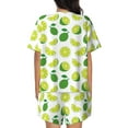 thumbnail image 4 of Womens Pajama Sets With Pocket, Cute Limes Green Leaves Lounge Sets Short Sleeve Sleepwear PJ Sets for Women, 4 of 6