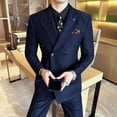 thumbnail image 3 of Trajes y blazers cruzados para hombre, conjunto de 2 piezas de color liso, informal, juvenil, para caballeros, tendencias, disfraces elegantes, 3 of 5