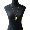 thumbnail image 3 of HOOUN Big Feather Leaf Pendant Necklace Charm Long Chain Gold Silver Trendy Fashion-Gold, 3 of 5
