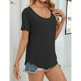 thumbnail image 2 of Annhoo Shirts for Women with Pocket Crew Neck Summer Short Sleeve Basic Tee Casual Loose Going out Tops, 2 of 8
