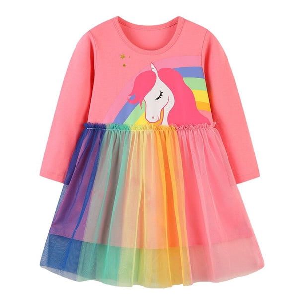Vestido de princesa de unicornio arcoíris para niñas, vestido de baile de encaje para niños, tutú, vestido Formal de fiesta de boda zhangyuxiang unisex