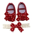 thumbnail image 4 of Infant Newborn Baby Girl Princess Non-Slip Bowknot Shoes Baby Shoes with Lace Headband Set, 4 of 6