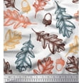 thumbnail image 1 of Soimoi White polyester Crepe Fabric Oaknut & Oak Leaves Print Fabric by Yard 52 Inch Wide, 1 of 5