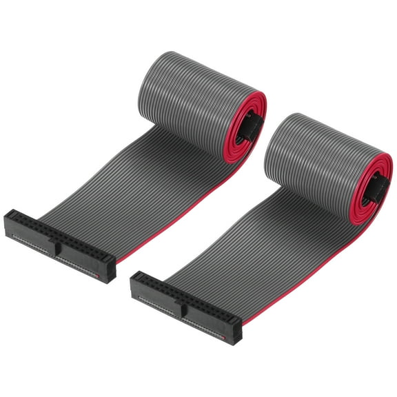 IDC 34Pin Flat Ribbon Cable, 1.27mm Pitch FC to FC Connector 30cm Length Grey Jumper Wire Computer DVD, 2Pcs