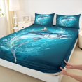 thumbnail image 2 of Manfei Pike Fish 4 Pieces Queen Sheet Sets,Underwater World Ultra Soft Flat Sheet,Blue White Queen Fitted Sheet,Animal Room Decoration, 2 of 6