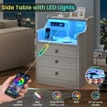 ADORNEVE Nightstand Set of 2 with Charging Station and LED Lights