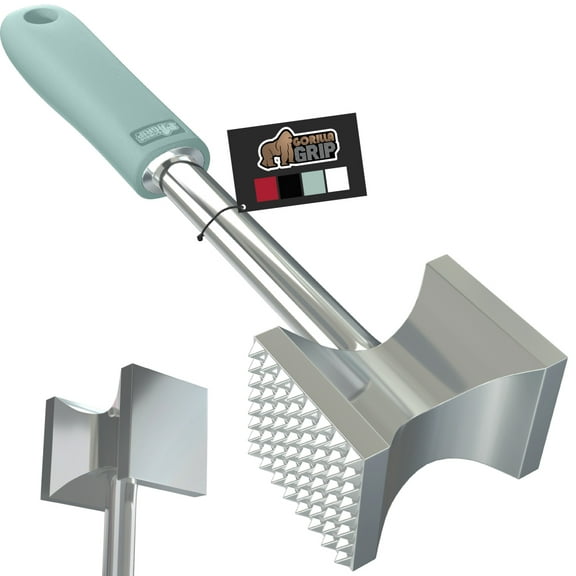 GORILLA GRIP Meat Tenderizer, Patented Heavy Duty Kitchen Mallet Hammer Tool with Soft Handle, Mint