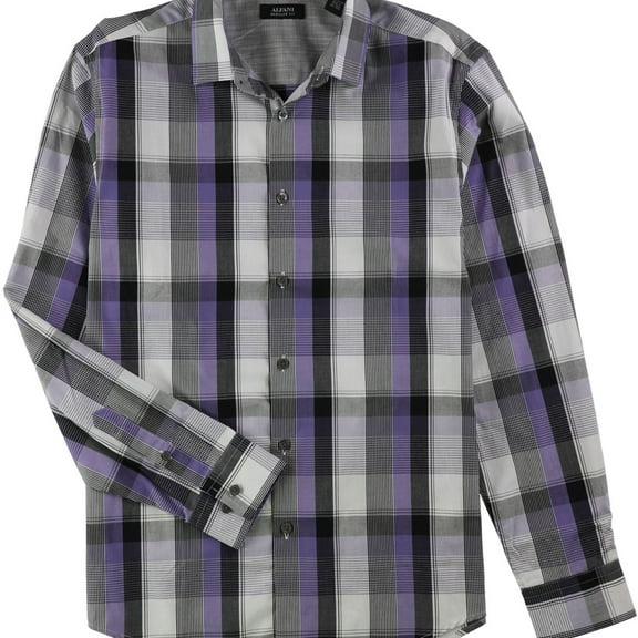 Alfani Mens Plaid Ls Button Up Shirt