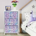 thumbnail image 3 of Sorbus Nightstand Storage Organizer Chest with 3 Drawers - Kids Girls, Boys Bedroom Furniture Chest for Clothes, Closet Organization - Steel Frame, Wood Top, Fabric Bin (3-Drawer, Blue/Pink/Purple), 3 of 6