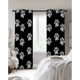thumbnail image 2 of Pet Paw Printed Blackout Curtains 45 Inches Long, Kitchen Black Out Window Treatments, Modern Dog Footprints Black Grey Thermal Insulated Lined Drapes for Small Window with Grommet 42"x45", 2 of 8