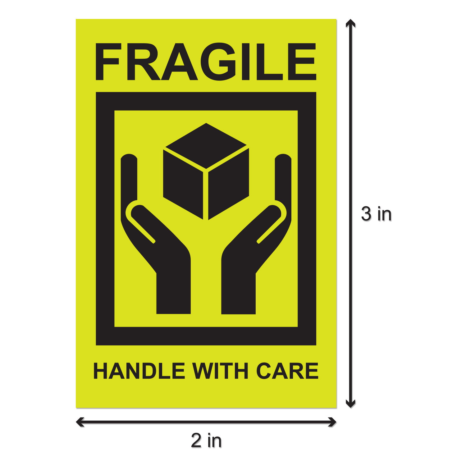 50 FRAGILE HANDLE/CARE DO NOT DROP CRUSH BREAK SHAKE fluor orange 2x3 label 