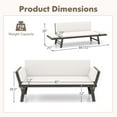 thumbnail image 3 of Costway Outdoor Convertible Sofa Daybed with Adjustable Armrests Removable Cushions White, 3 of 10